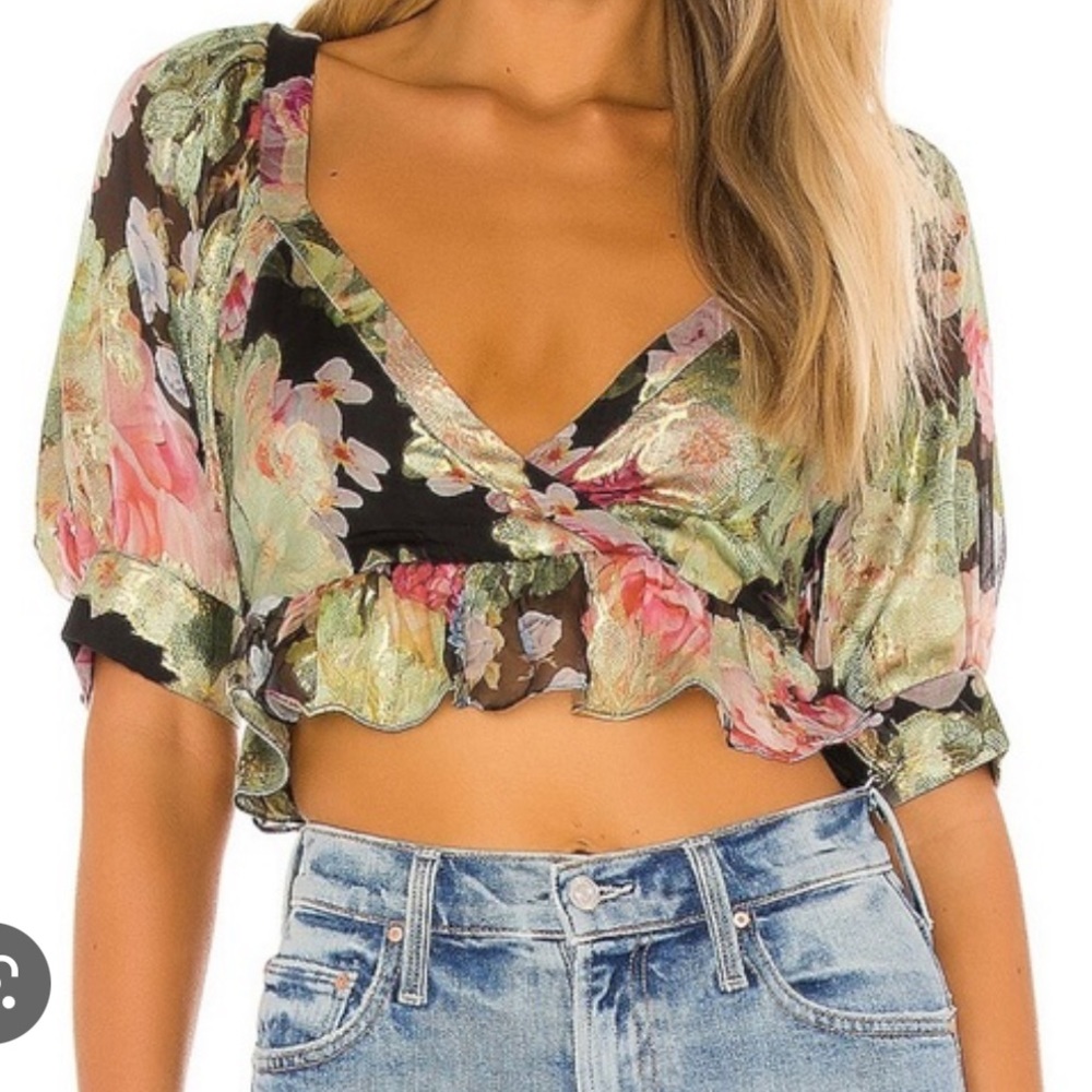HEMANT & NANDITA multi color wrap crop top size M